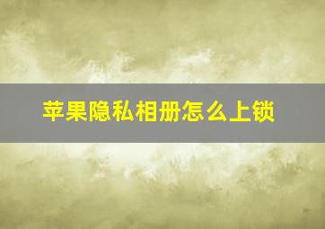 苹果隐私相册怎么上锁