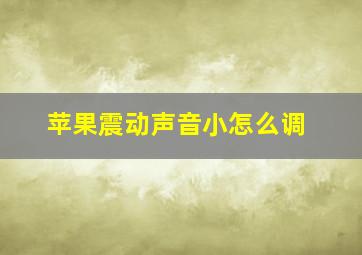 苹果震动声音小怎么调