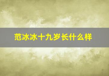 范冰冰十九岁长什么样