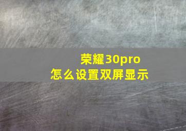 荣耀30pro怎么设置双屏显示