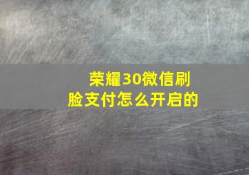 荣耀30微信刷脸支付怎么开启的