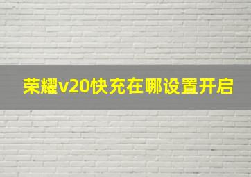 荣耀v20快充在哪设置开启