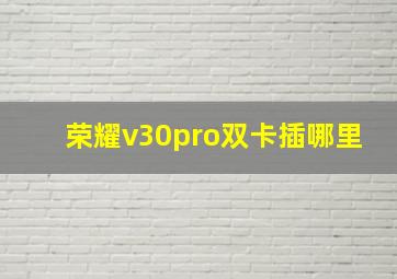 荣耀v30pro双卡插哪里