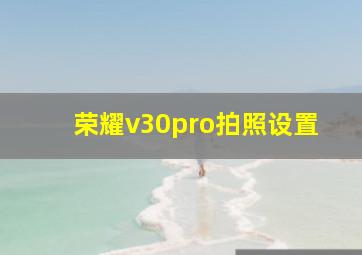 荣耀v30pro拍照设置