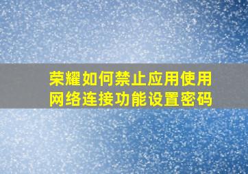 荣耀如何禁止应用使用网络连接功能设置密码