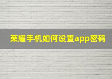 荣耀手机如何设置app密码