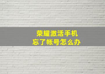 荣耀激活手机忘了帐号怎么办