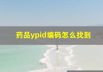 药品ypid编码怎么找到