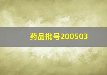 药品批号200503