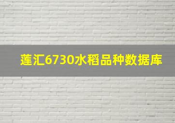 莲汇6730水稻品种数据库