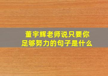 董宇辉老师说只要你足够努力的句子是什么