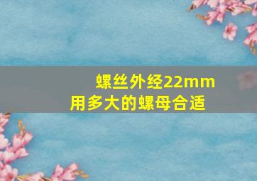 螺丝外经22mm用多大的螺母合适