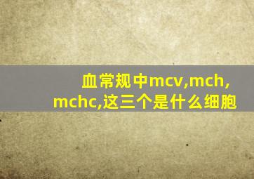 血常规中mcv,mch,mchc,这三个是什么细胞