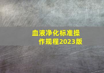 血液净化标准操作规程2023版