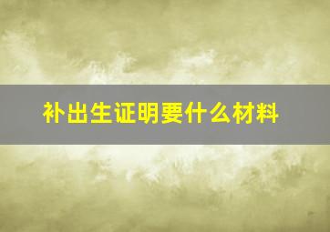 补出生证明要什么材料