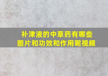 补津液的中草药有哪些图片和功效和作用呢视频