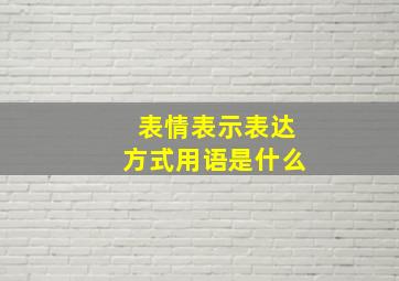 表情表示表达方式用语是什么