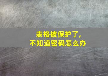 表格被保护了,不知道密码怎么办