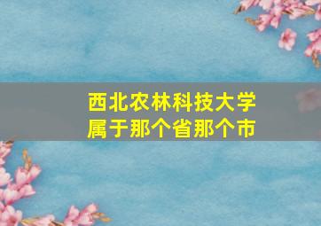 西北农林科技大学属于那个省那个市