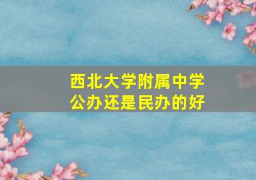 西北大学附属中学公办还是民办的好