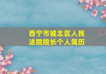 西宁市城北区人民法院院长个人简历