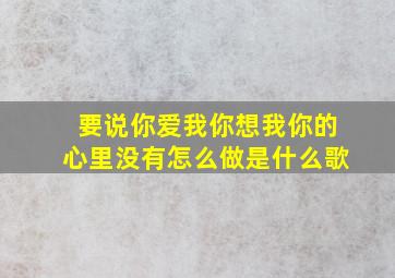 要说你爱我你想我你的心里没有怎么做是什么歌