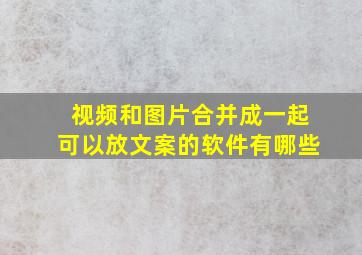 视频和图片合并成一起可以放文案的软件有哪些