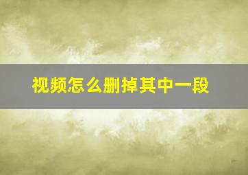 视频怎么删掉其中一段