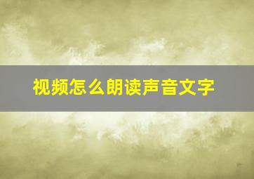 视频怎么朗读声音文字