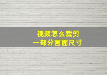 视频怎么裁剪一部分画面尺寸