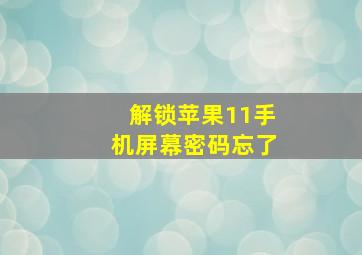 解锁苹果11手机屏幕密码忘了