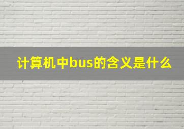 计算机中bus的含义是什么