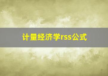 计量经济学rss公式