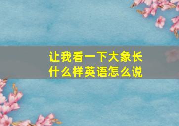 让我看一下大象长什么样英语怎么说