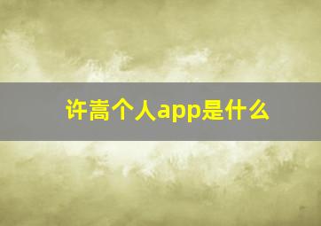 许嵩个人app是什么