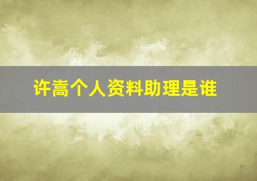 许嵩个人资料助理是谁