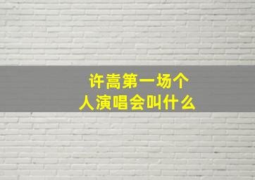 许嵩第一场个人演唱会叫什么