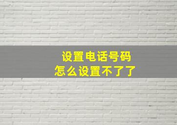 设置电话号码怎么设置不了了