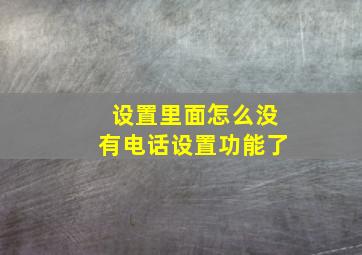 设置里面怎么没有电话设置功能了