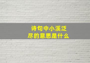 诗句中小溪泛尽的意思是什么