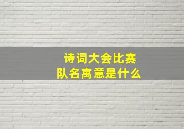 诗词大会比赛队名寓意是什么