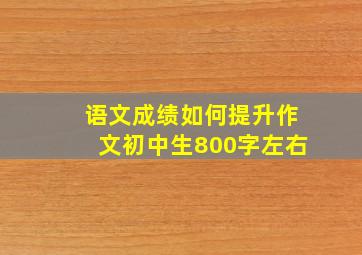 语文成绩如何提升作文初中生800字左右