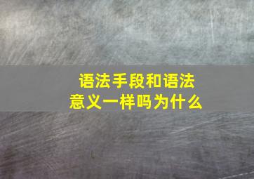 语法手段和语法意义一样吗为什么