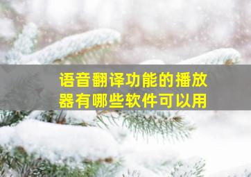 语音翻译功能的播放器有哪些软件可以用