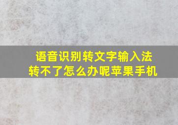 语音识别转文字输入法转不了怎么办呢苹果手机