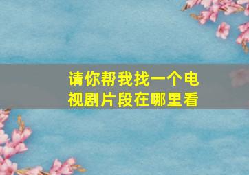 请你帮我找一个电视剧片段在哪里看