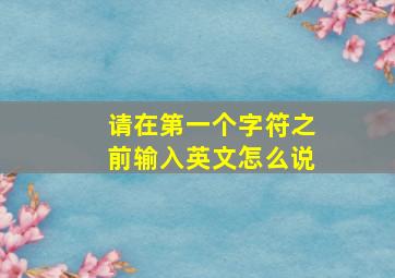 请在第一个字符之前输入英文怎么说