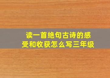 读一首绝句古诗的感受和收获怎么写三年级