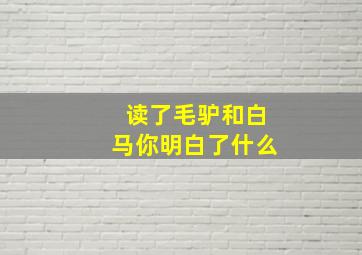 读了毛驴和白马你明白了什么