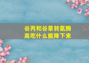 谷丙和谷草转氨酶高吃什么能降下来